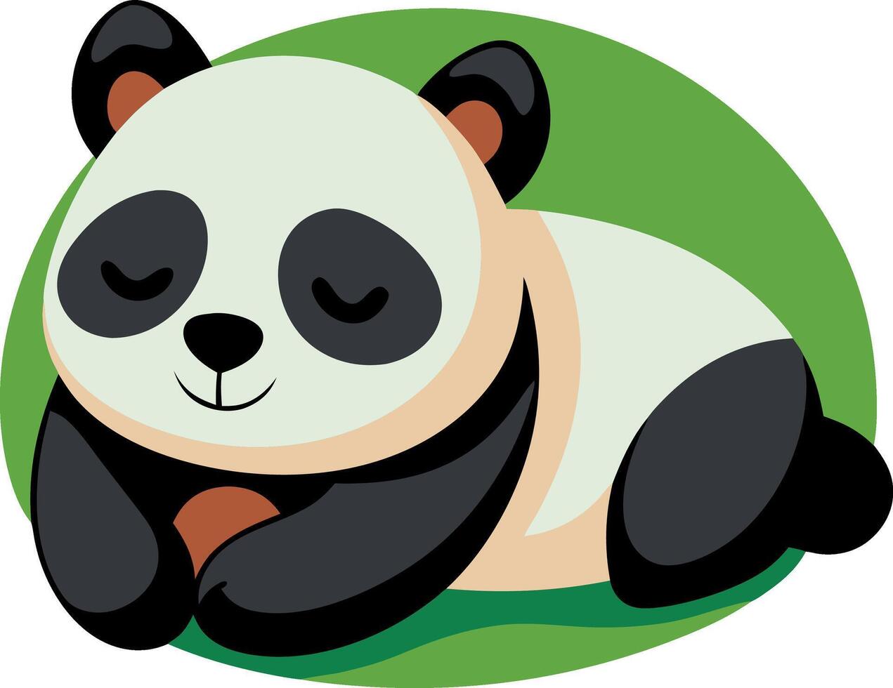 A cartoon panda bear is sleeping on a green background vector