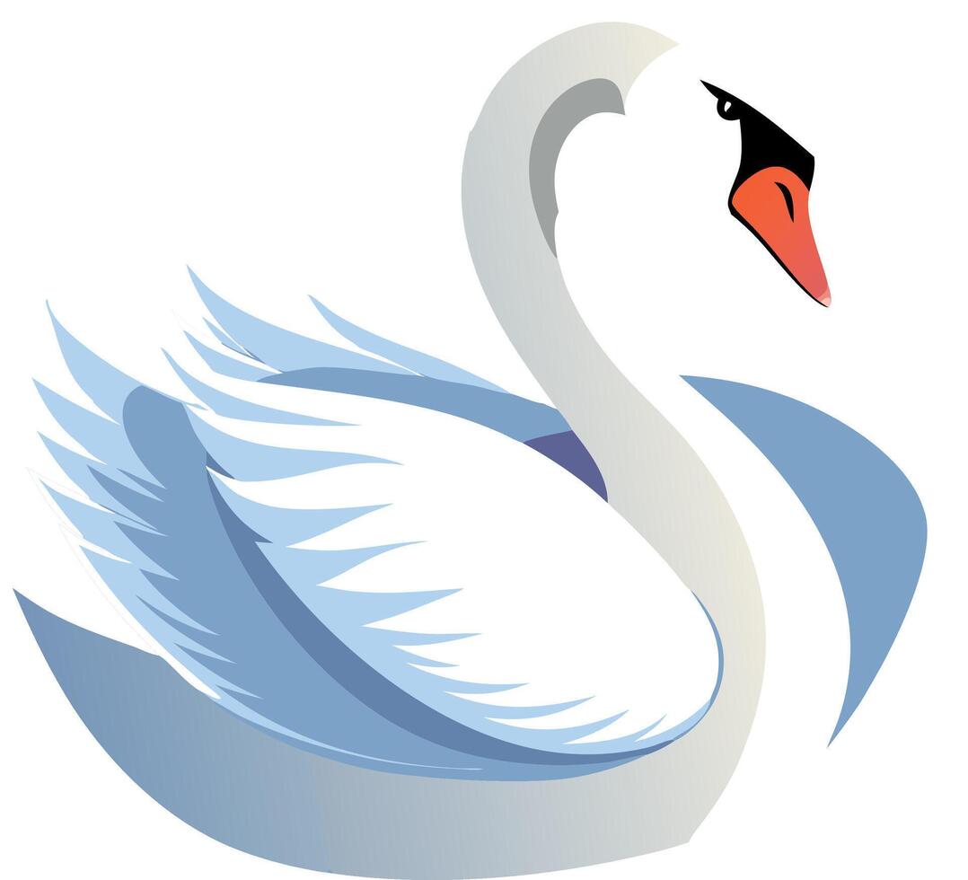 A white swan with orange beak and orange feet vector