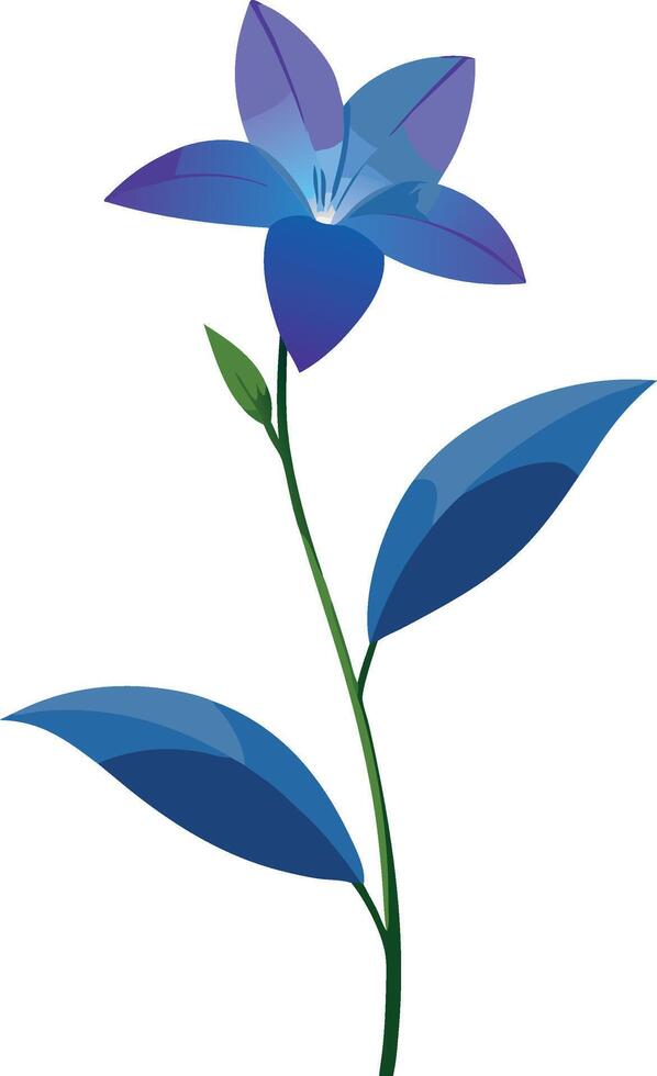 A blue flower with green leaves vector