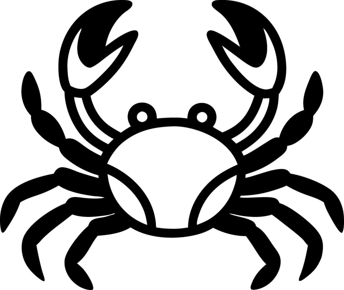 A crab is shown in black and white vector