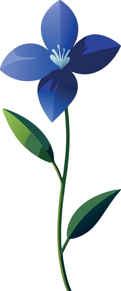 A blue flower with green leaves vector