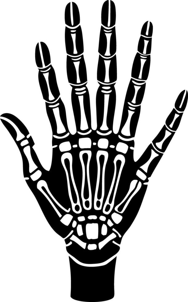 A skeleton hand is shown with its fingers spread out vector