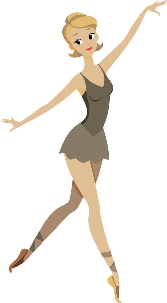 Illustration of a graceful ballerina in a brown costume performing a dance move vector