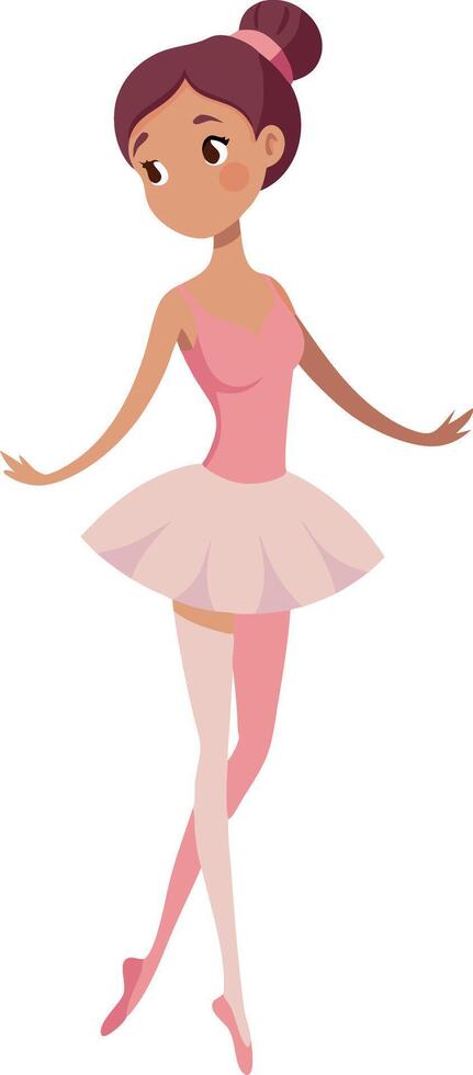 Illustration of a ballerina in pink ballet costume performing dance pose vector