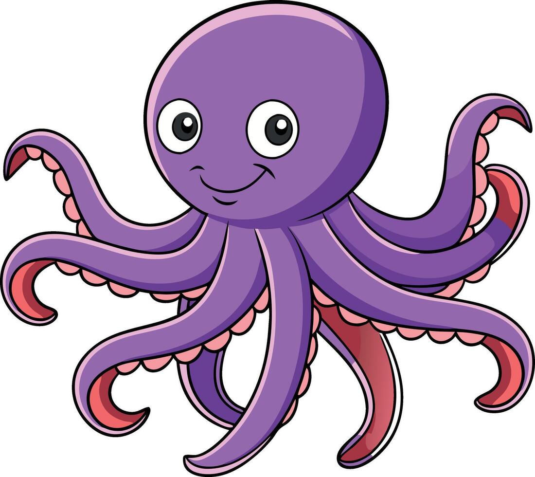 Colorful cartoon octopus with a happy expression on a white background vector