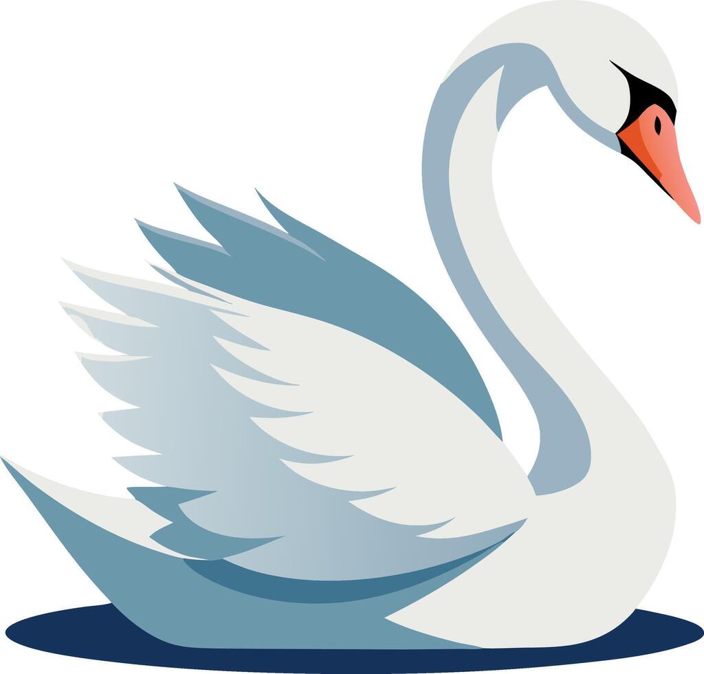 A white swan is sitting on the ground vector