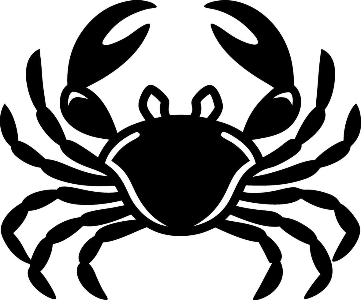 A crab is shown in black and white vector
