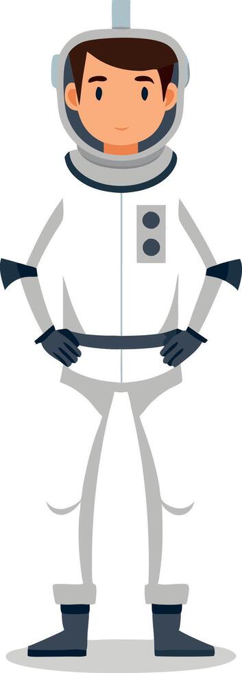 Illustration of a young astronaut in a spacesuit standing confidently vector