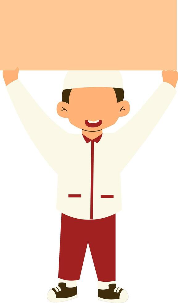Indonesian elementary school student holding banner vector