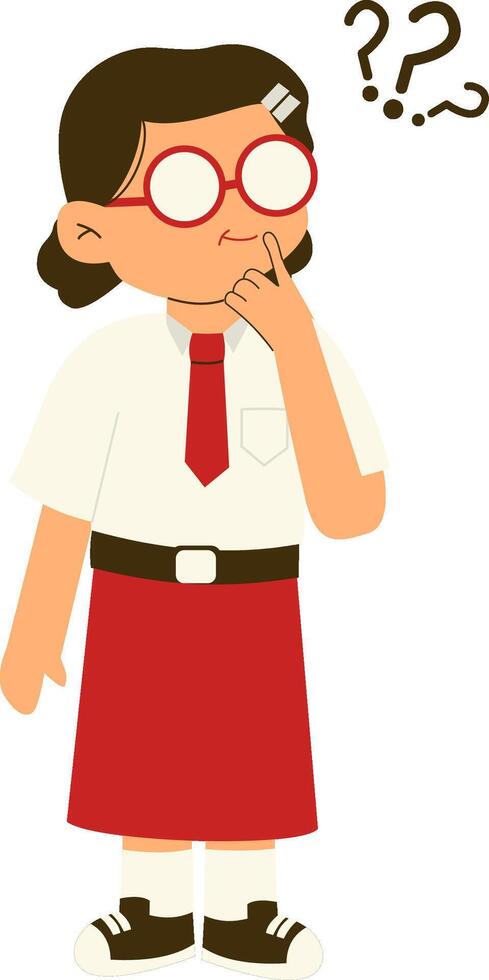 Indonesian elementary school student questioning vector