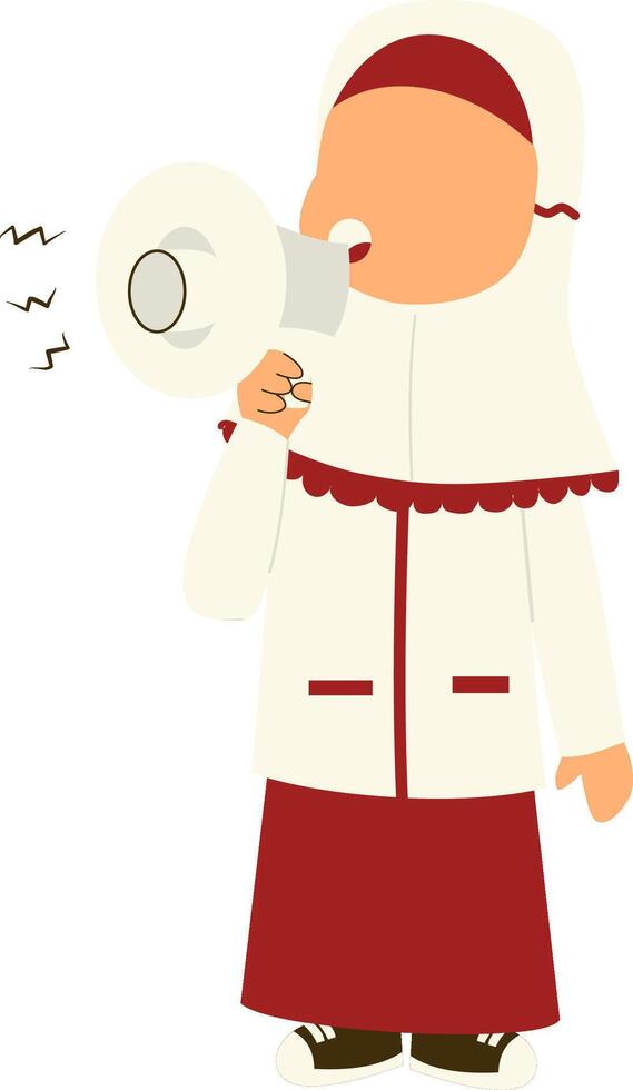Indonesian elementary school student holding megaphone vector