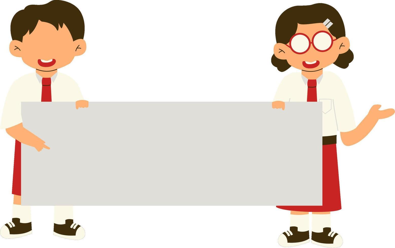 Indonesian elementary school student holding banner vector