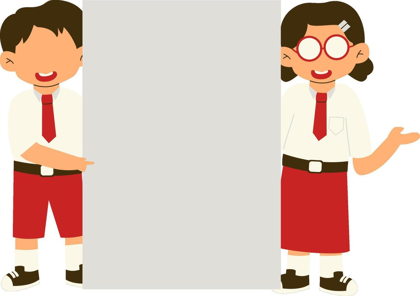 Indonesian elementary school student holding banner vector