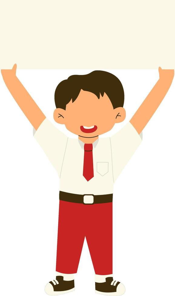 Indonesian elementary school student holding banner vector