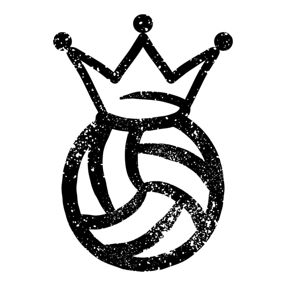 Volleyball with crown in grunge style vector