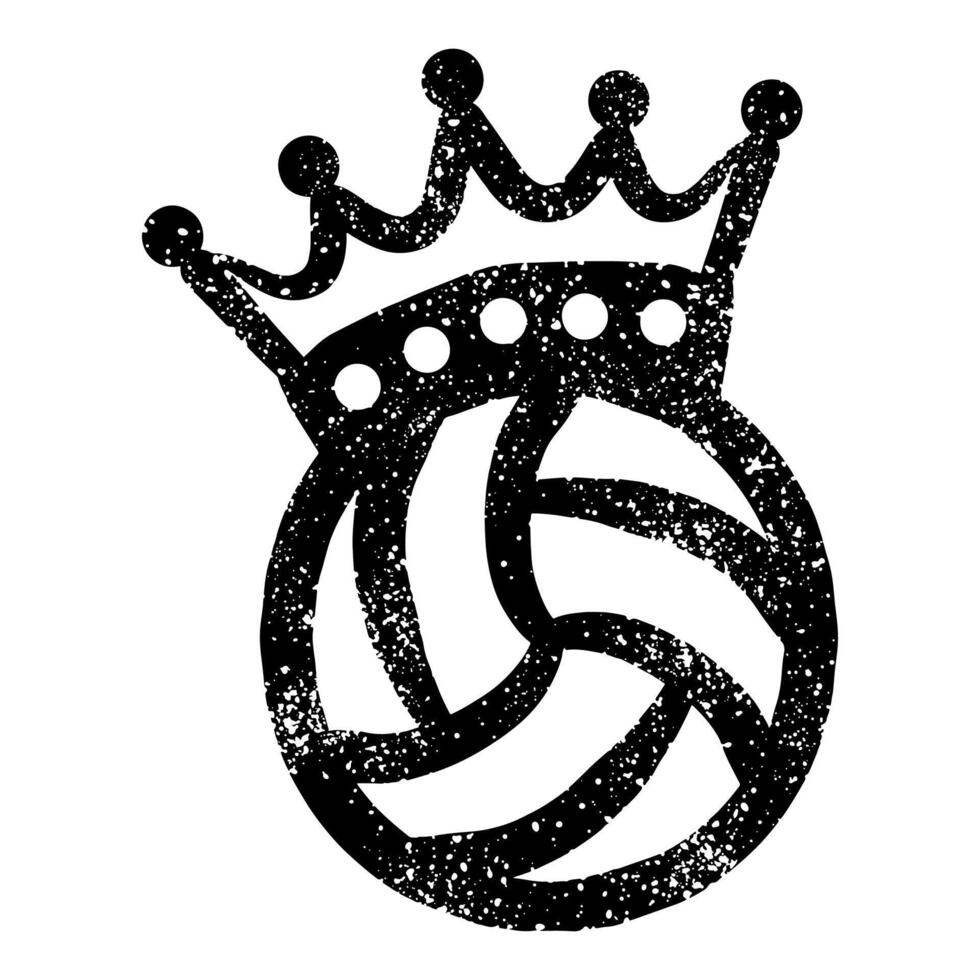 Volleyball with crown in grunge style vector