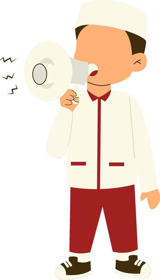 Indonesian elementary school student holding megaphone vector
