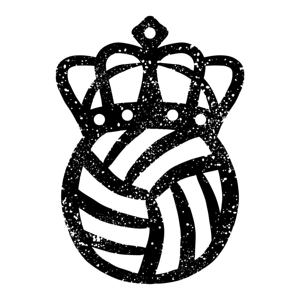 Volleyball with crown in grunge style vector