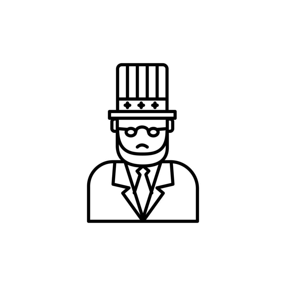 Uncle Sam icon from usa. Simple line Uncle Sam icon for templates. simple design icon illustration, suitable for use in web design and mobile applications, logo illustration. Symbol, pixel graphic. vector
