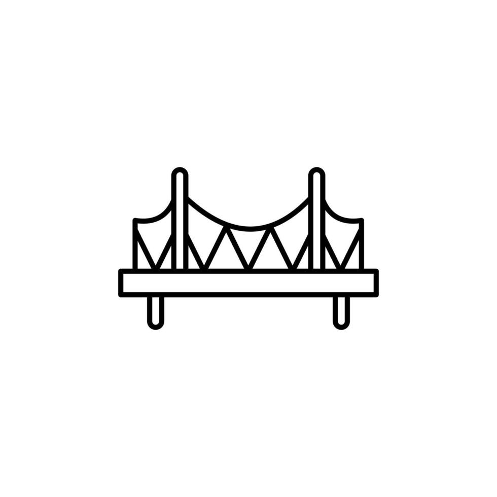 Title Suspension Bridge Outline Drawing Ideal for architectural designs, icon bridge, engineering presentations, coloring books, and transportationrelated projects needing a minimalist touch. vector