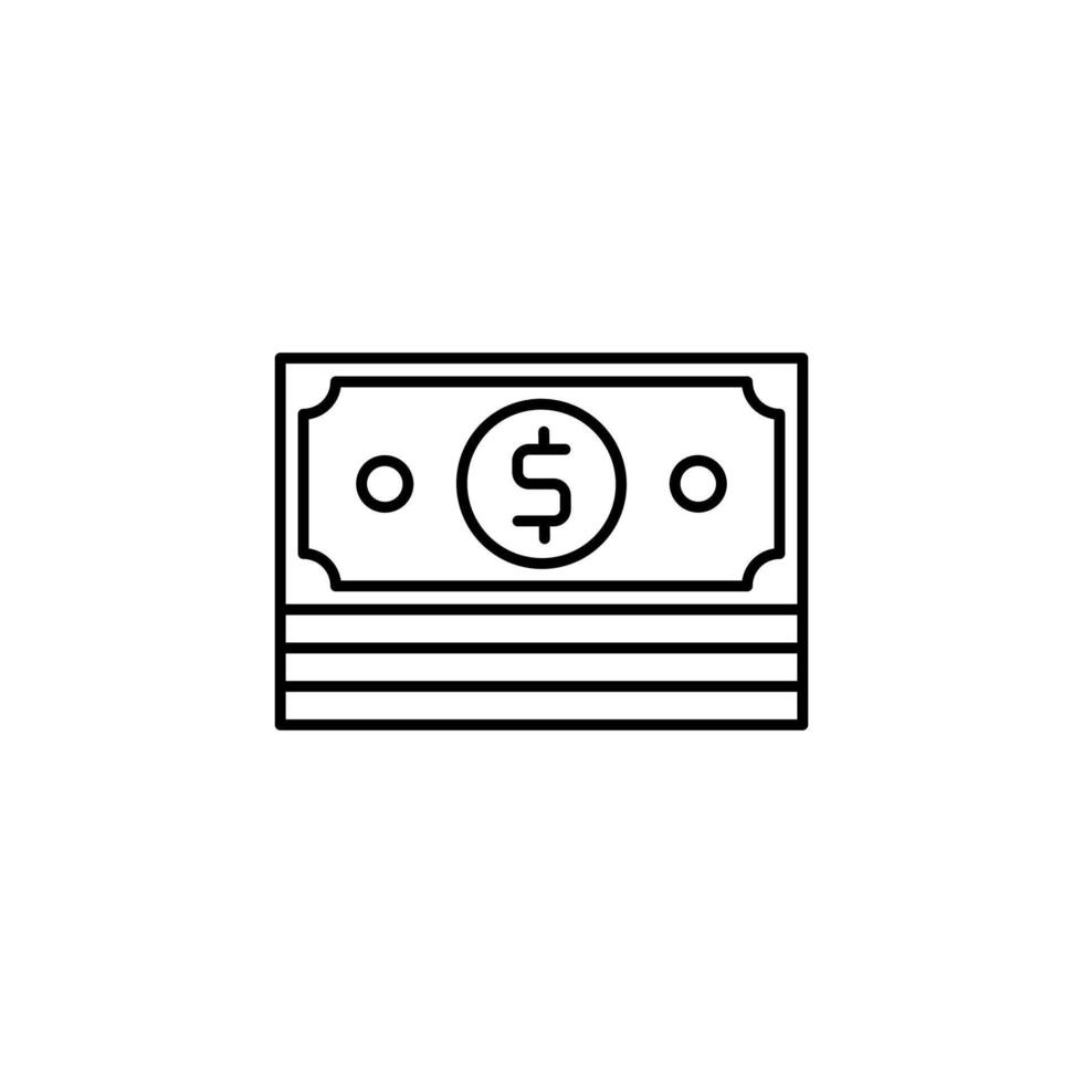 A stack of cash money or dollar bills line icon for financial,simple design icon illustration,suitable for use in web design and mobile applications, logo illustration. Symbol, pixel graphic. vector