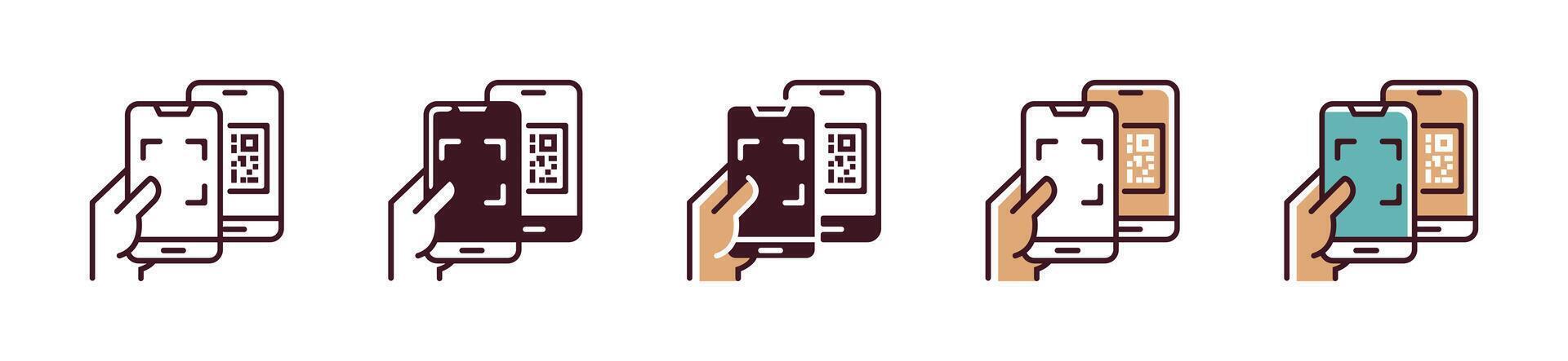 QR code scan payment icon . mobile frame scanner payment and identification app or web illustration design vector