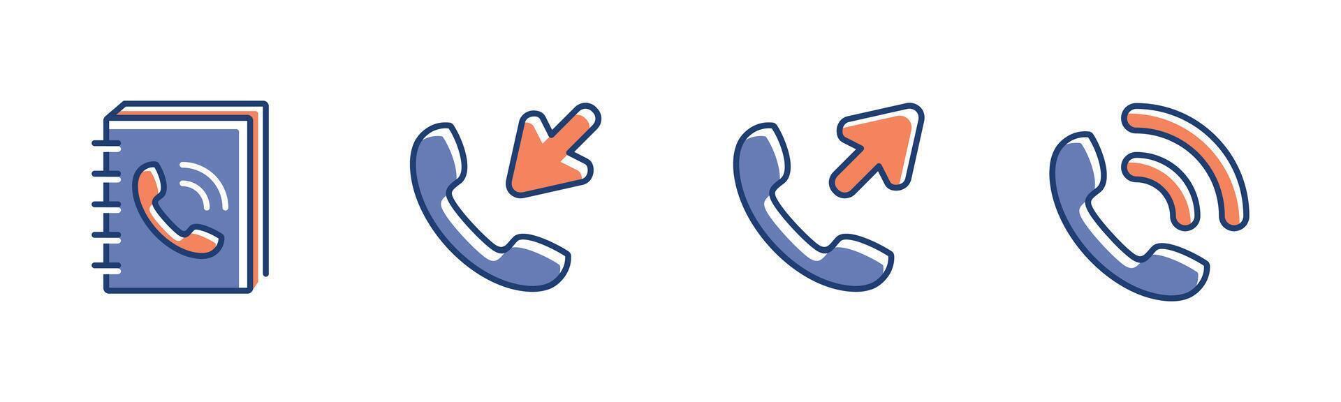 modern phone call icon set mobile contact book communication symbol illustration vector