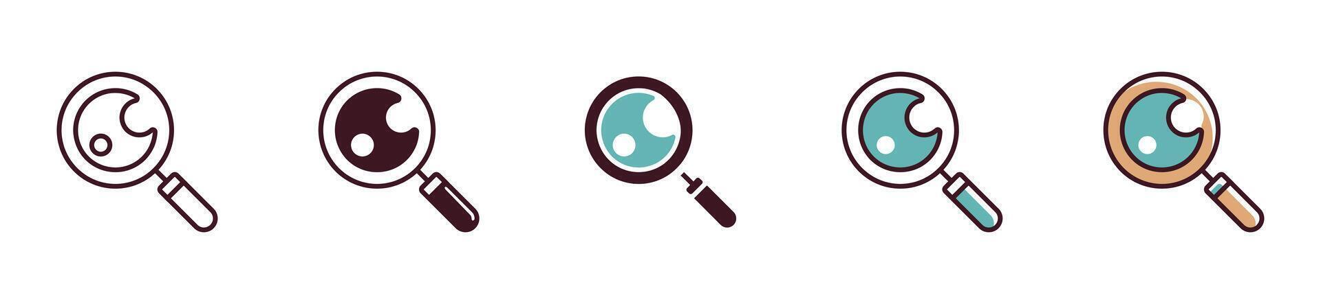 set of search glasses icon explore optical magnifier for discovery symbol illustration web or app vector