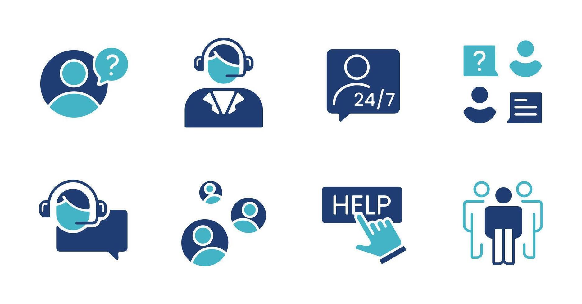 set of human community support icon people network business management assistant symbol illustration full collection design vector