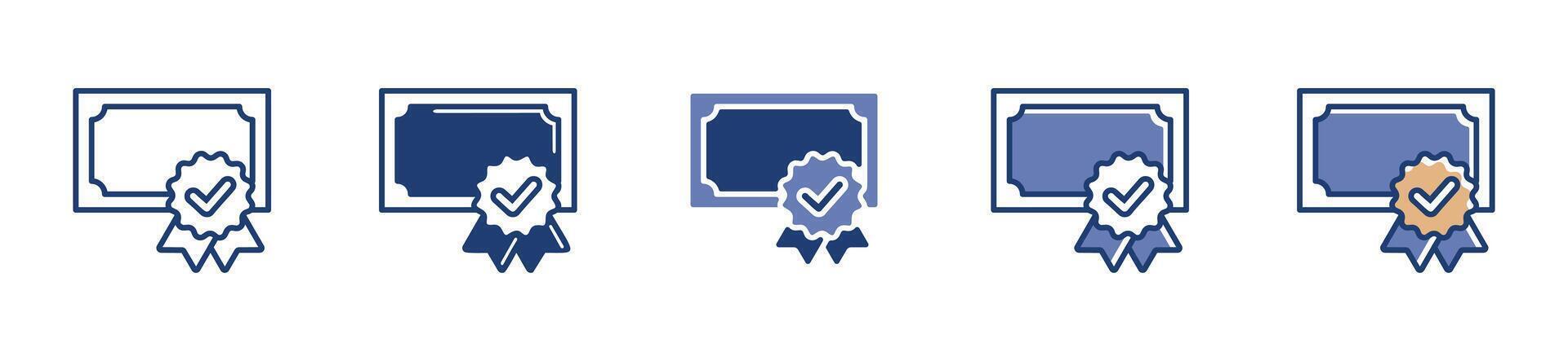 set of document approved warranty icons certified guarantee policy paper symbol illustration vector