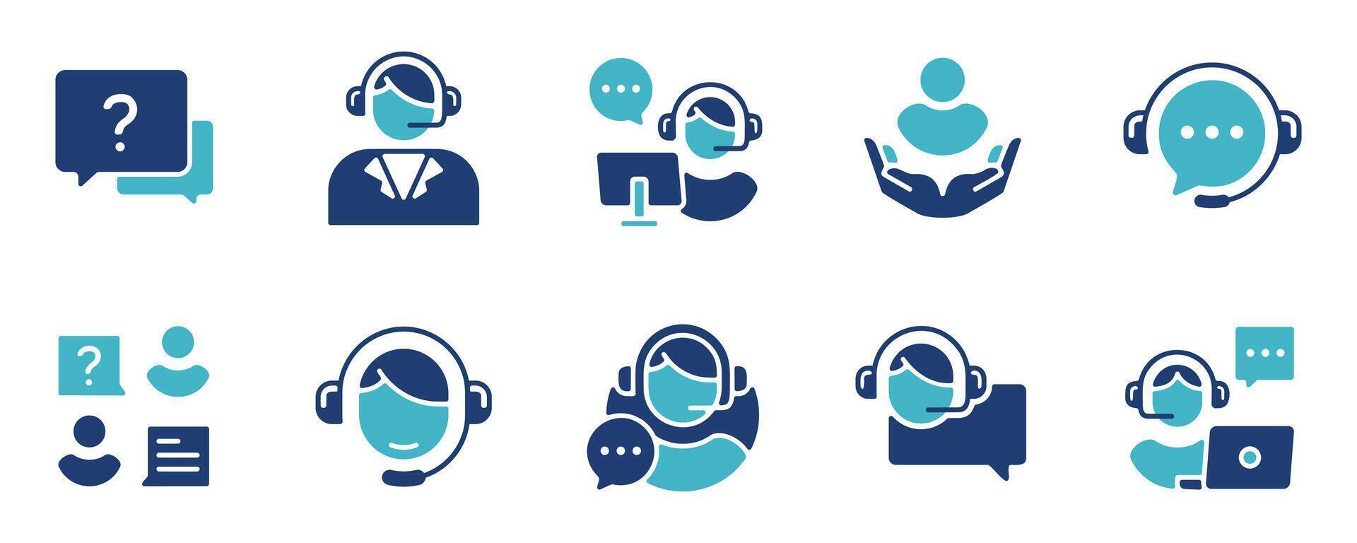 online support assistant icon set customers service agent assist client care symbol illustration for web and app vector