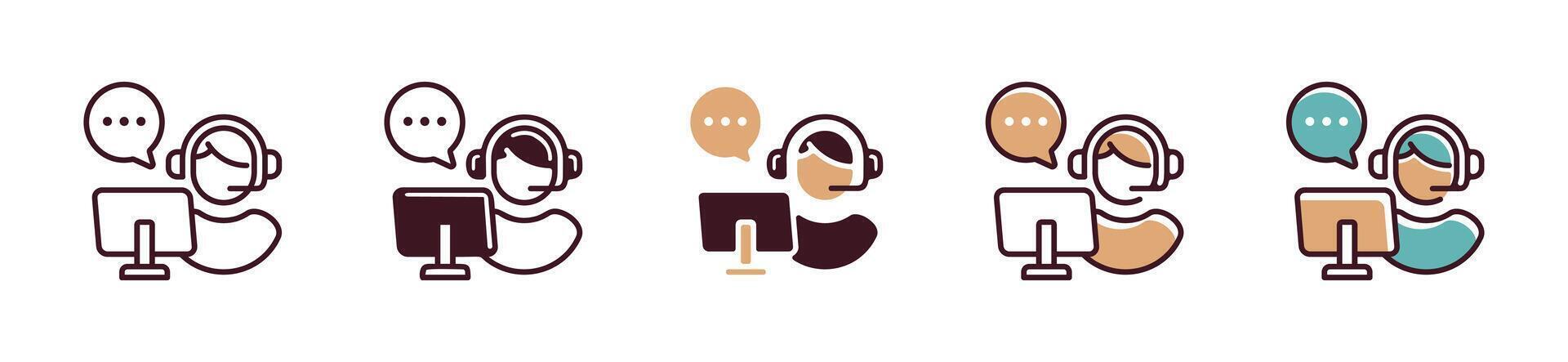 customer service icon set client assistant help care online live support symbol illustration vector