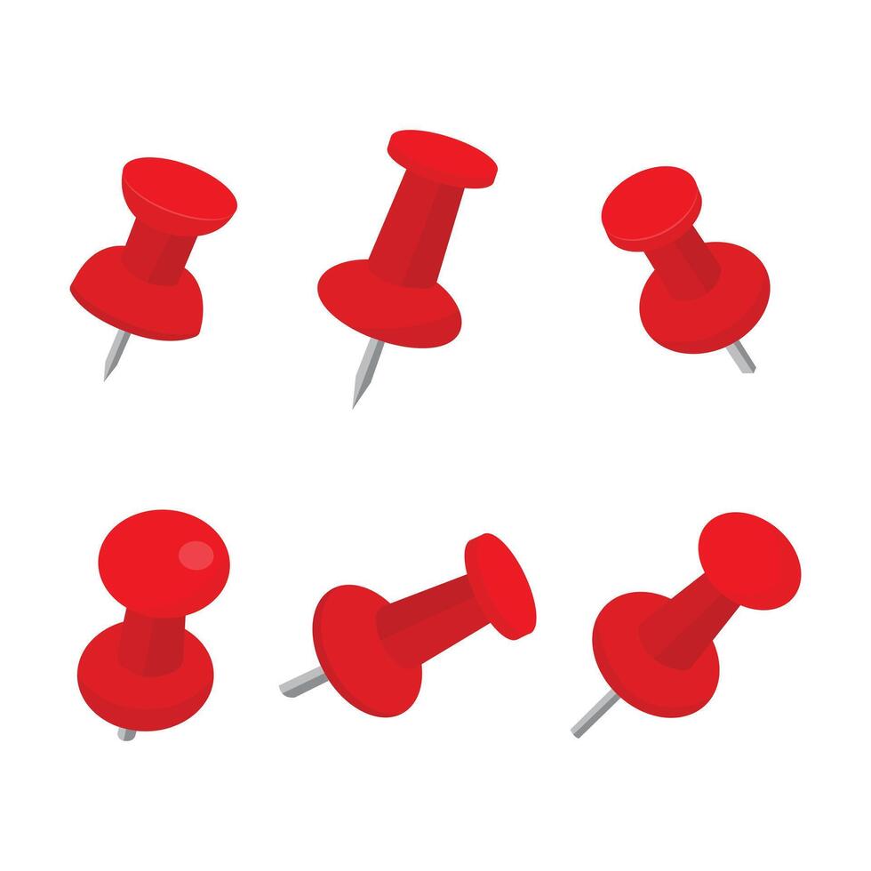 Collection of different red push pin illustration vector