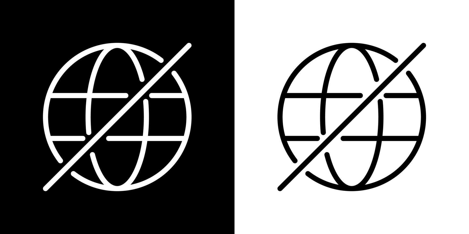 No internet, crossed out globe icon. Offline, network off concept vector