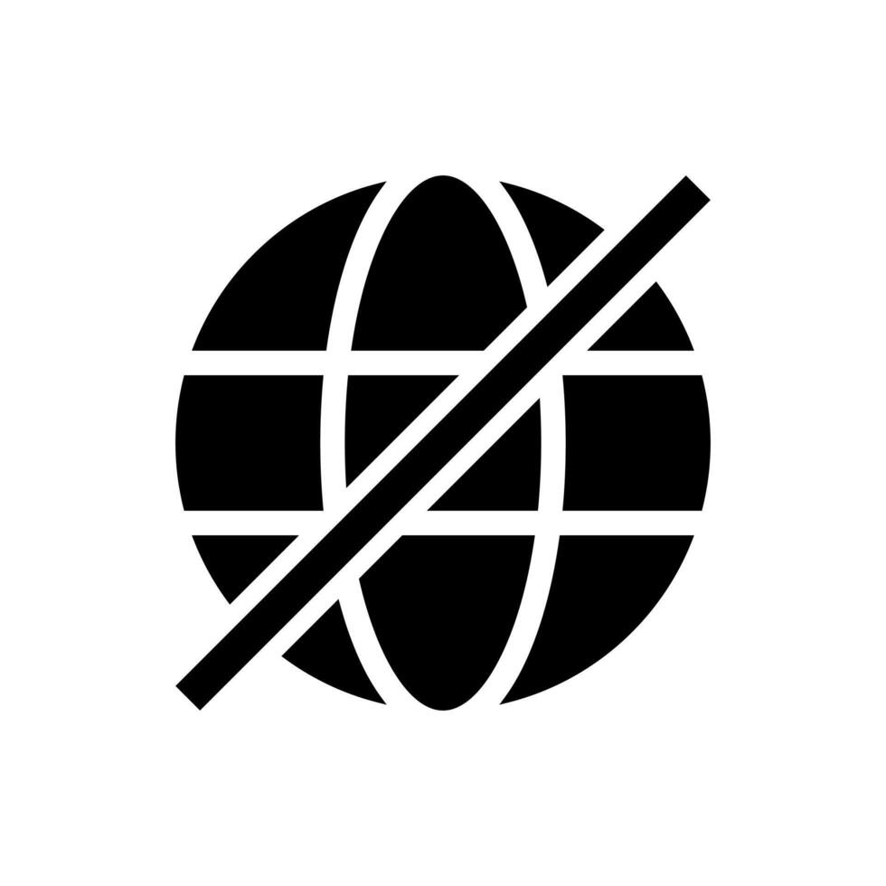 No internet, crossed out globe icon. Offline, network off concept vector