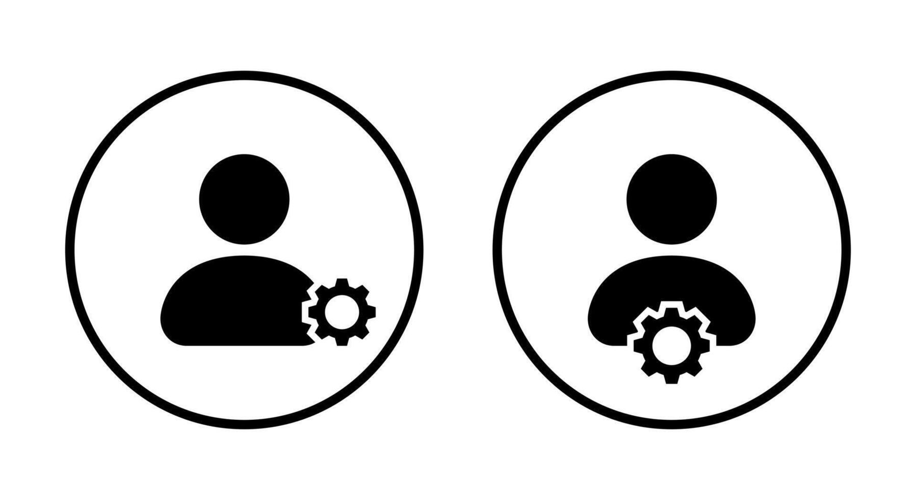 Simple avatar with gear icon on circle line vector