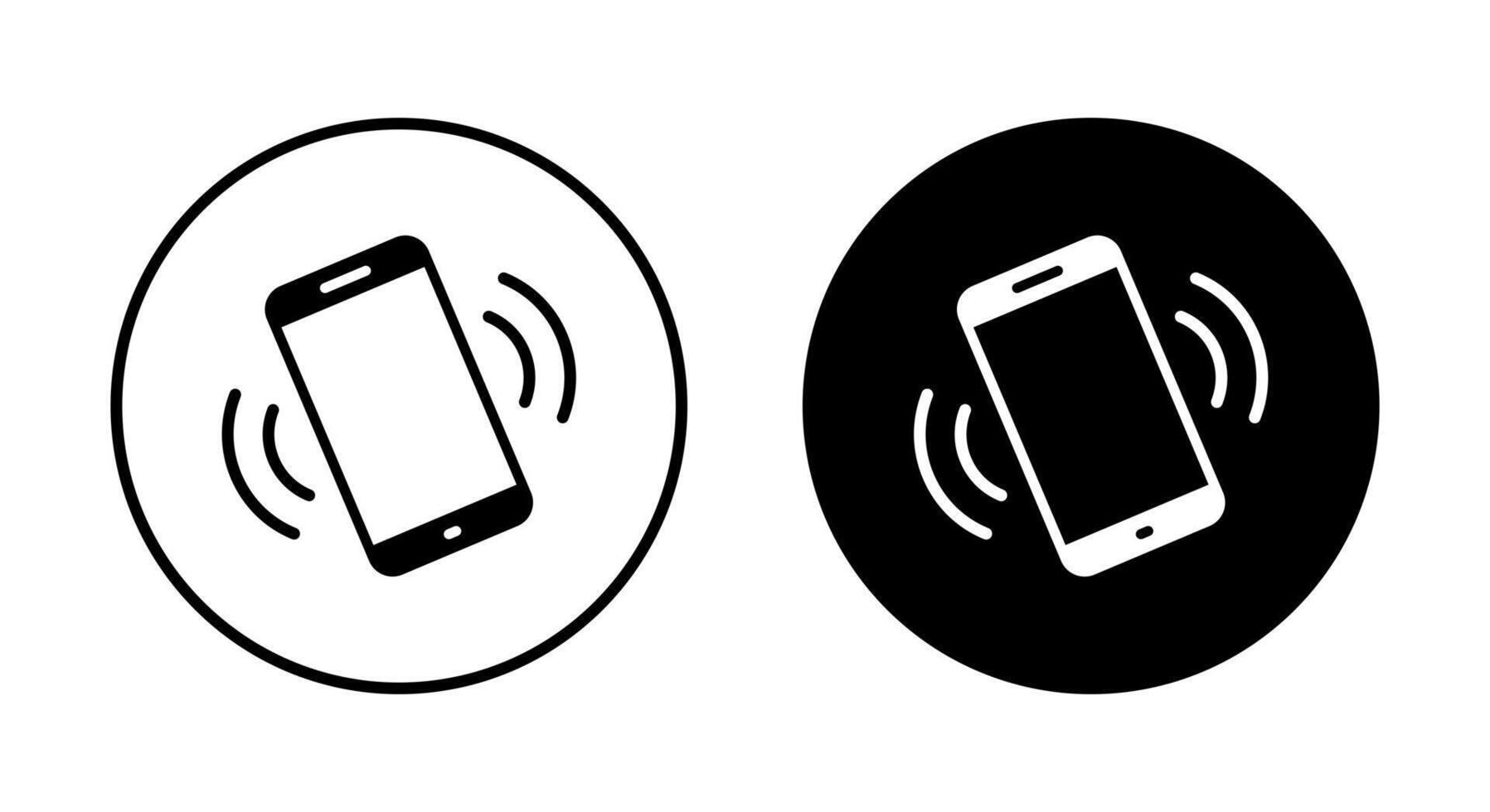 Vibration mode phone icon on black circle. Cellphone vibrating concept vector