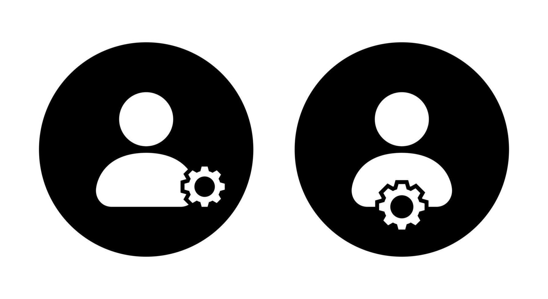 Simple avatar with gear icon on black circle. Management, personal development concept vector