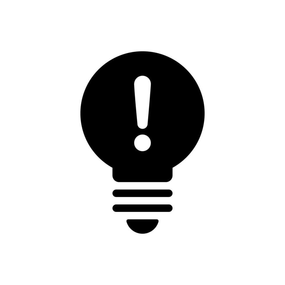 Light bulb with exclamation mark icon. Warning lamp concept vector