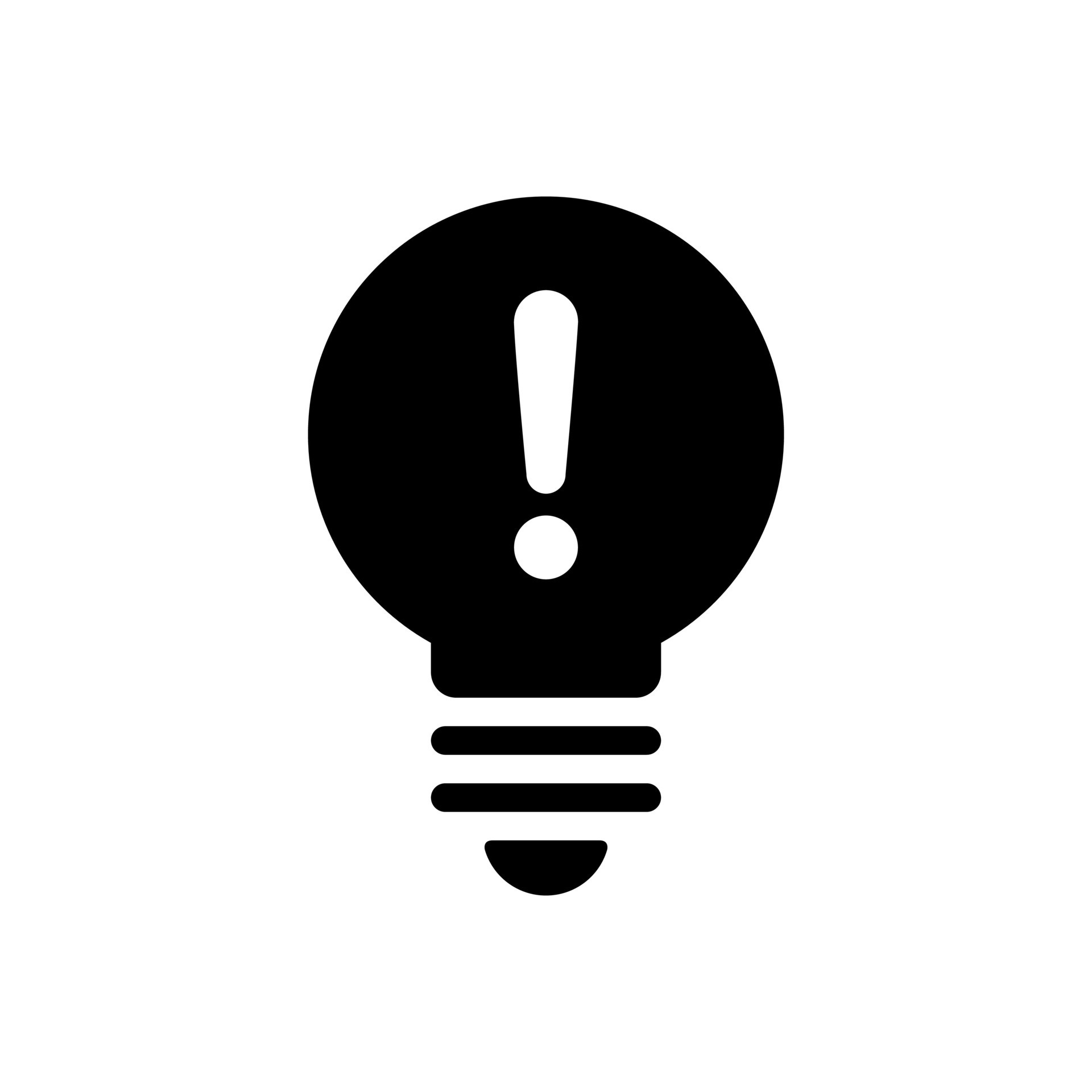 Light bulb with exclamation mark icon. Warning lamp concept 47305442