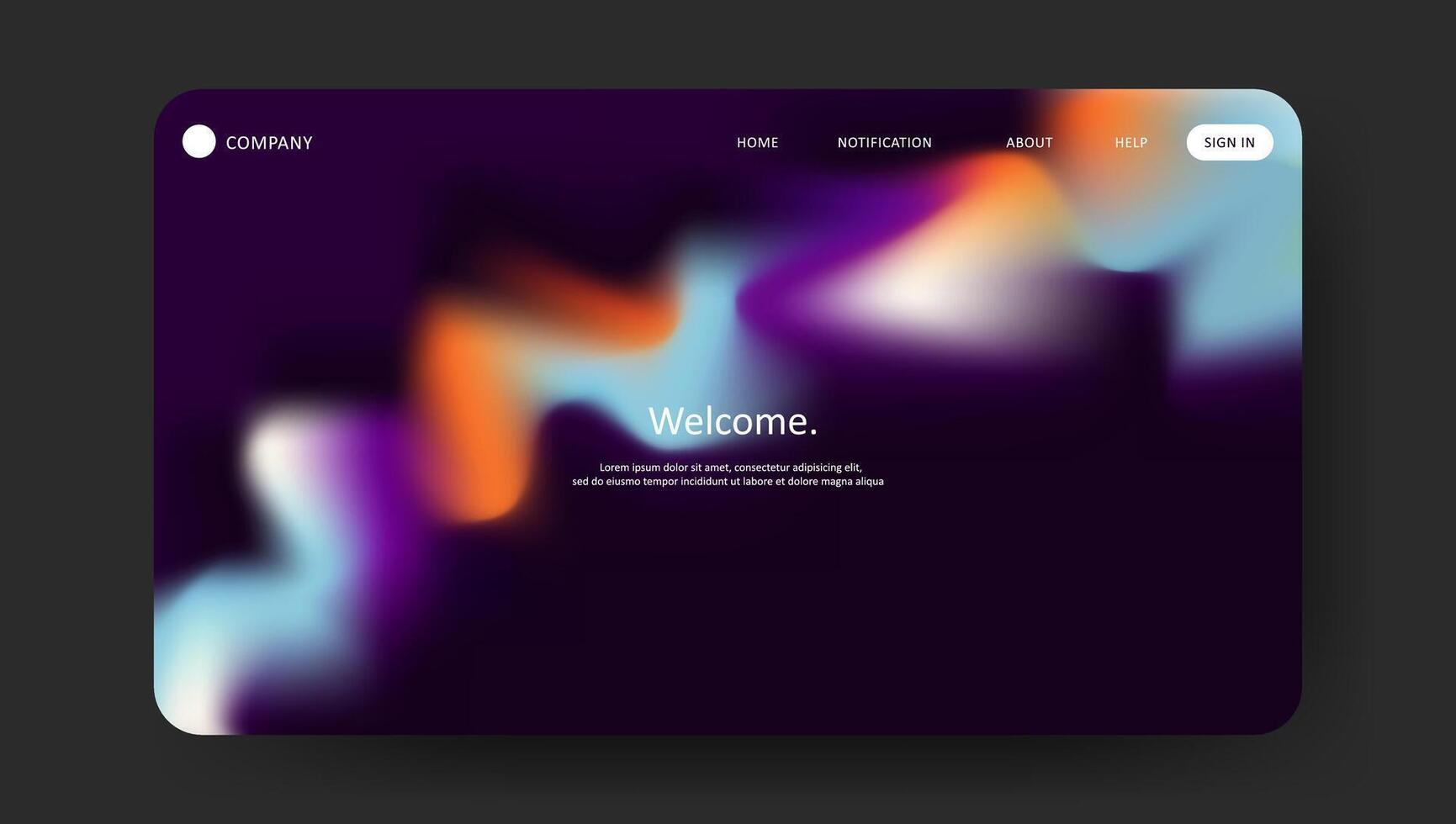Abstract wave futuristic design of landing page. retro gradient mesh website design vector