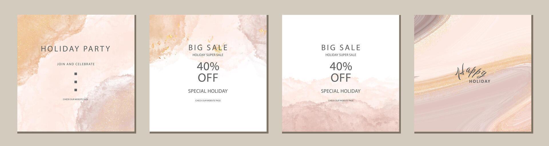 watercolor artistic square template background. Suitable for social media posts, cards, invitations, banner and web ads vector
