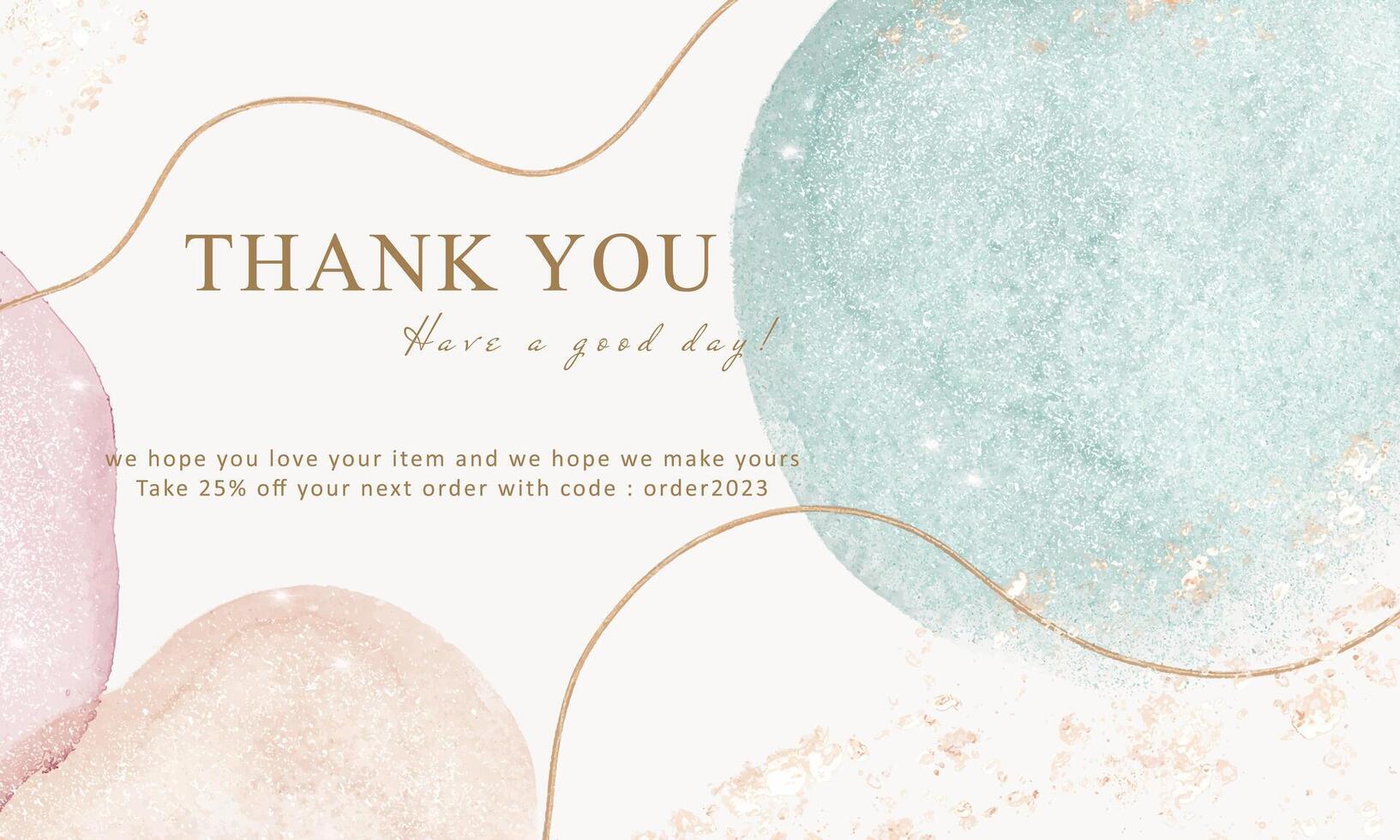 aesthetic abstract colorful pastel watercolor thank you card, printable custom greeting card for your project vector