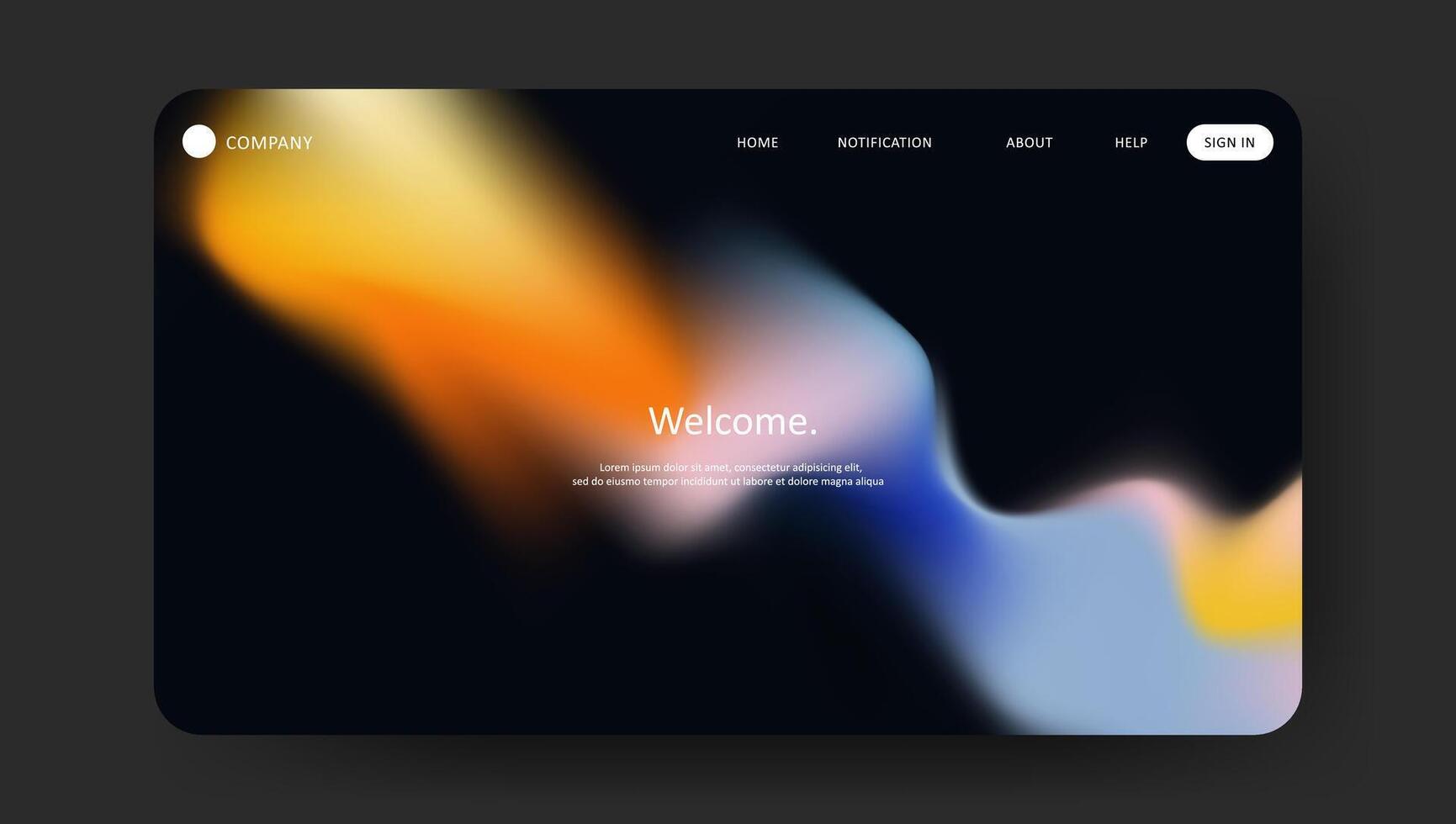 Abstract wave futuristic design of landing page. retro gradient mesh website design vector