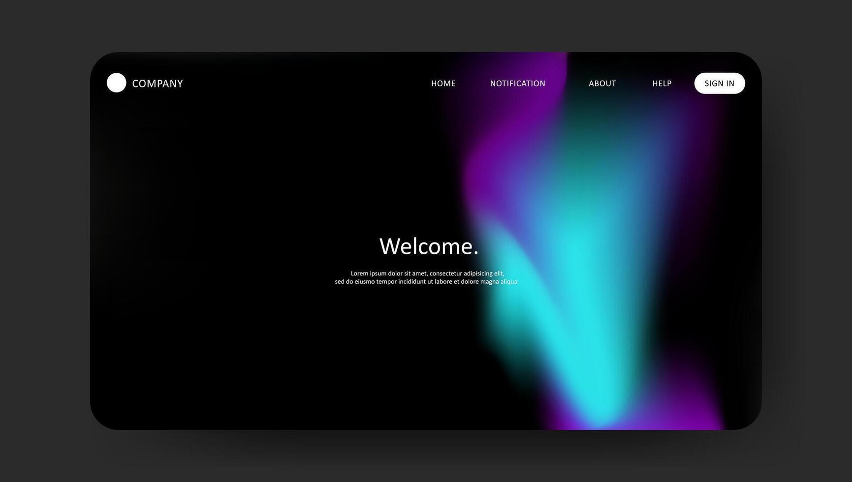 Abstract wave futuristic design of landing page. retro gradient mesh website design vector