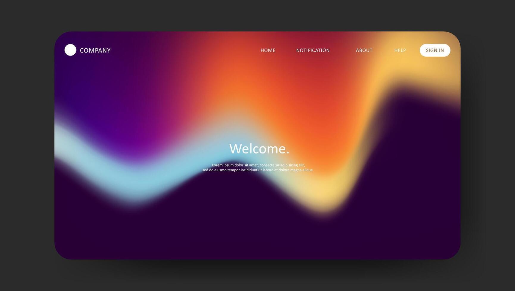 Abstract wave futuristic design of landing page. retro gradient mesh website design vector