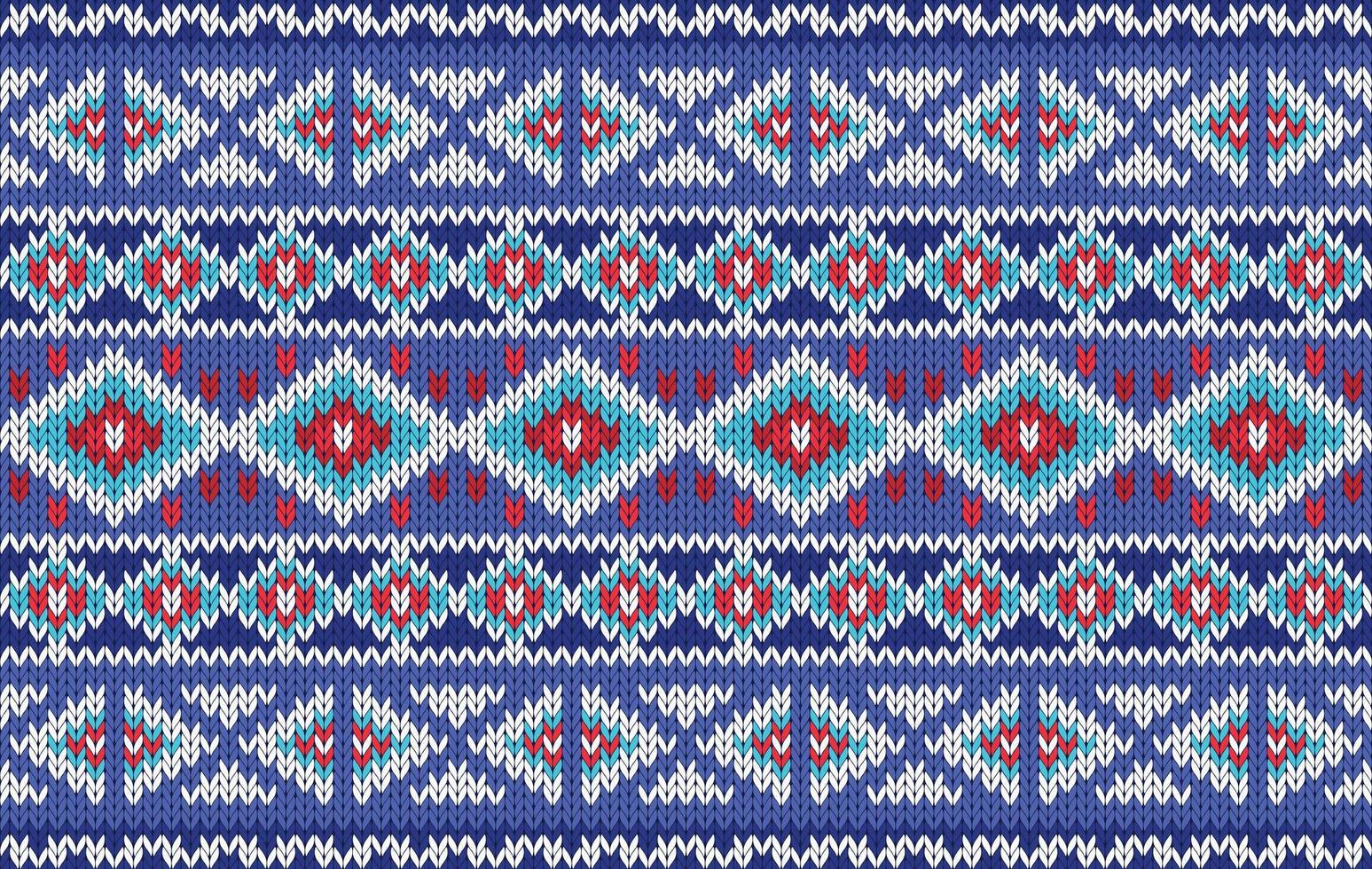 Knitted pattern seamless fabric blue color tone. traditional knitted pattern ethnic style. Designed for background ,wallpaper ,carpet ,clothing ,knitted pattern ,fabric ,pixel art ,textile vector