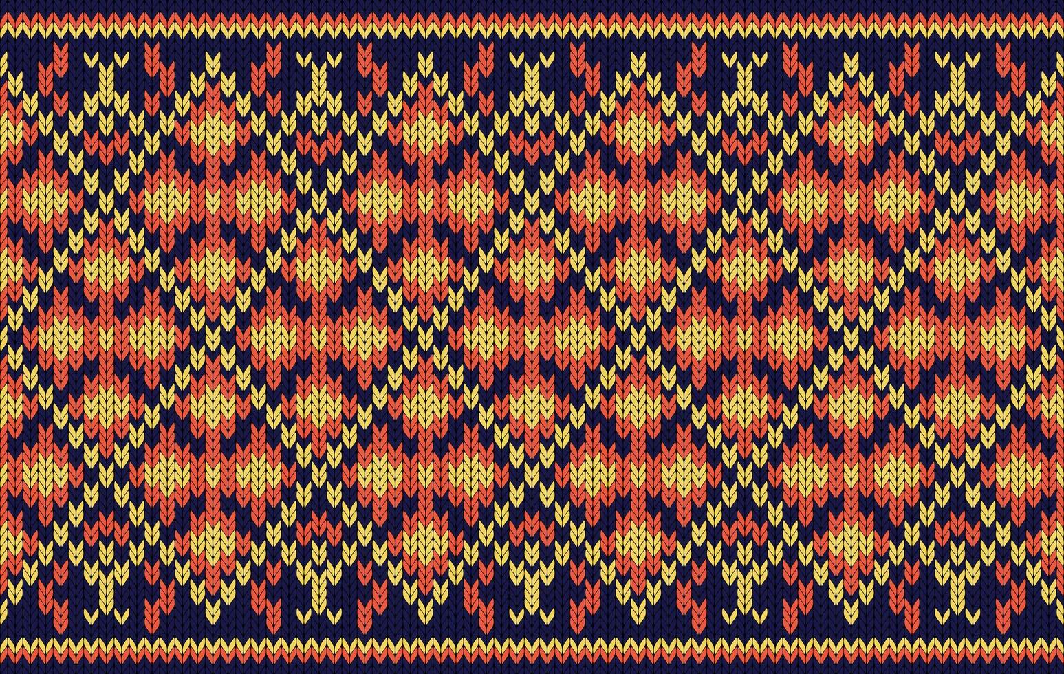 Knitted pattern seamless fabric orange color tone. traditional knitted pattern ethnic style. Designed for background ,wallpaper ,carpet ,clothing ,knitted pattern ,fabric ,pixel art ,textile vector