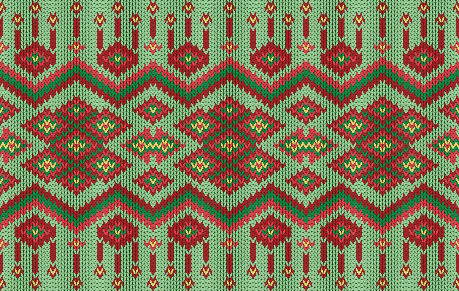 Knitted pattern seamless fabric green color tone. traditional knitted pattern ethnic style. Designed for background ,wallpaper ,carpet ,clothing ,knitted pattern ,fabric ,pixel art ,textile vector