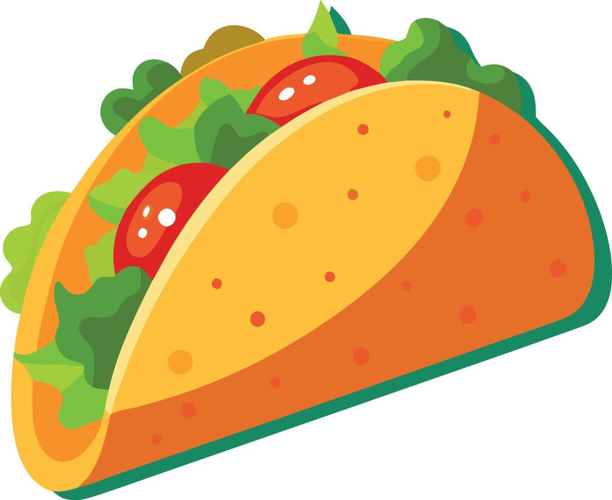 A taco with lettuce, tomatoes, and cheese vector